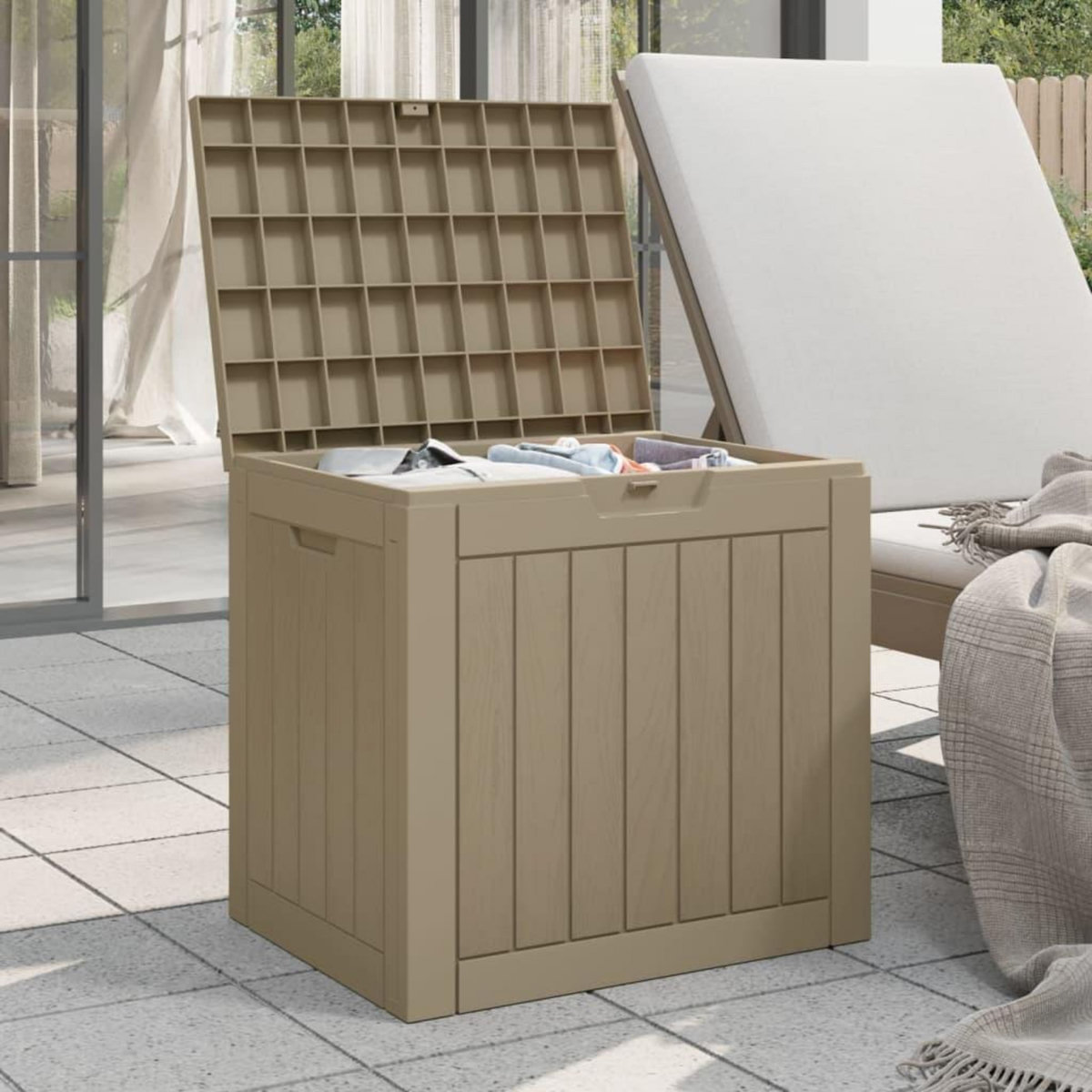 VIDAXL Boîte de stockage de jardin gris 55,5x43x53 cm polypropylene