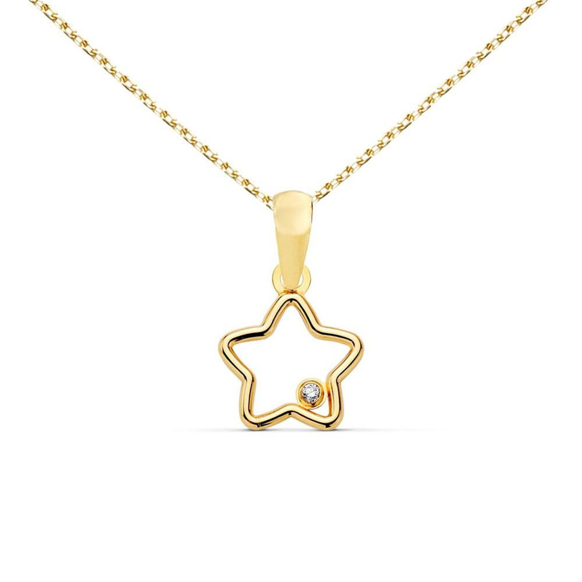 L'ATELIER D'AZUR Collier - Pendentif Or 18 Carats 750/000 Jaune Motif Etoile - Chaine Dorée