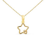 L'ATELIER D'AZUR Collier - Pendentif Or 18 Carats 750/000 Jaune Motif Etoile - Chaine Dorée