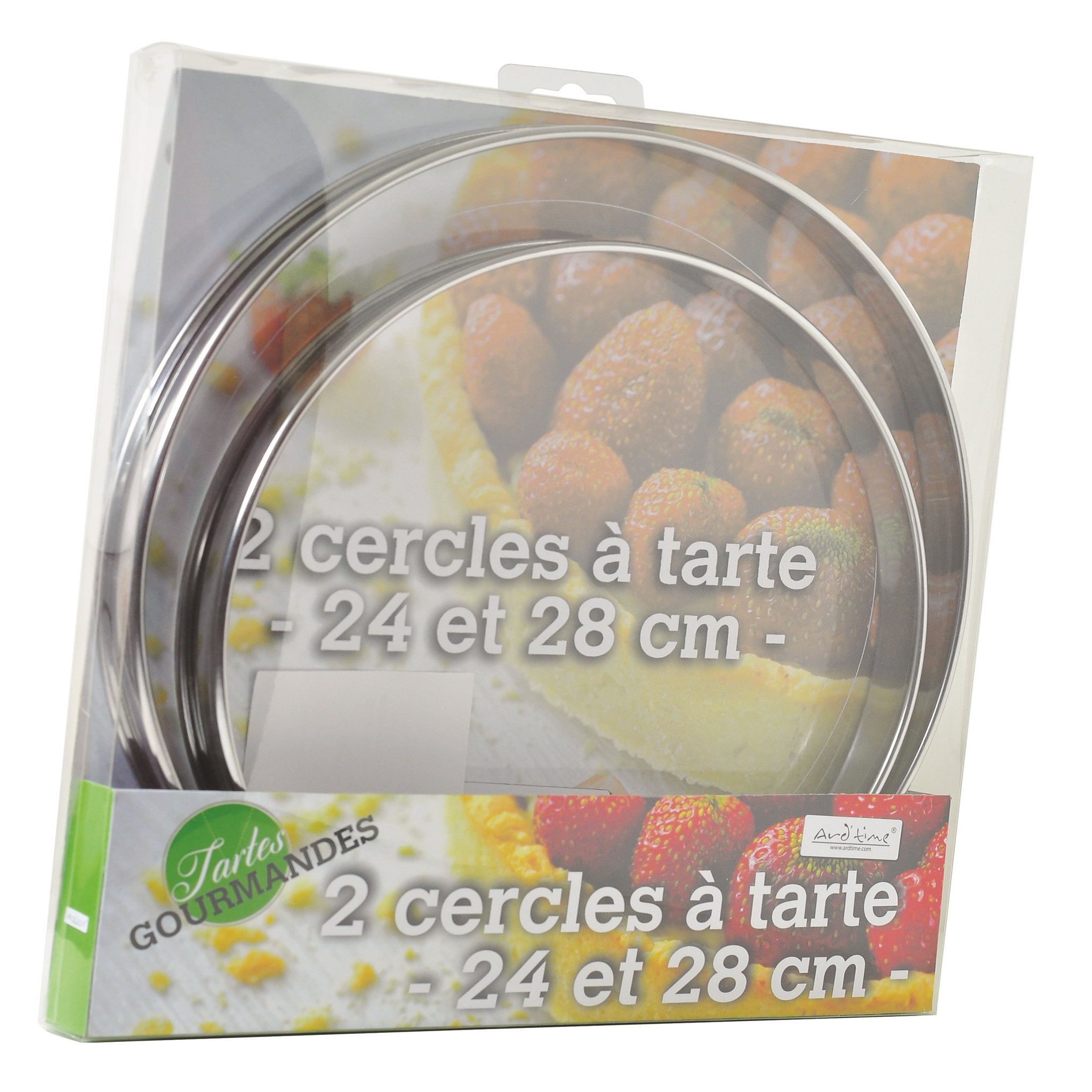 Voir la diapositive 2 : ARD TIME Lot de 2 cercles à tarte en inox diamètre 24 et 28cm
