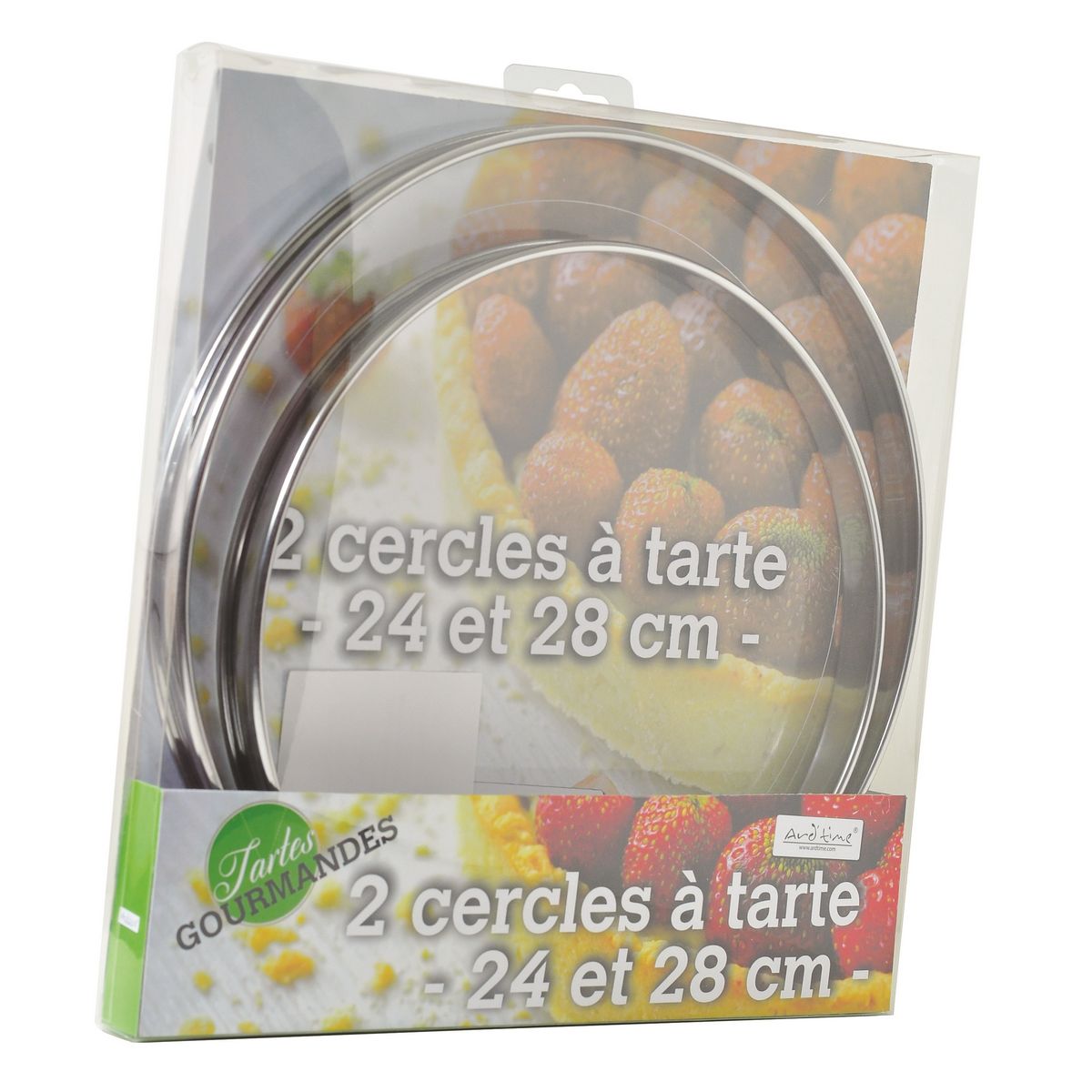 ARD TIME Lot de 2 cercles à tarte en inox diamètre 24 et 28cm