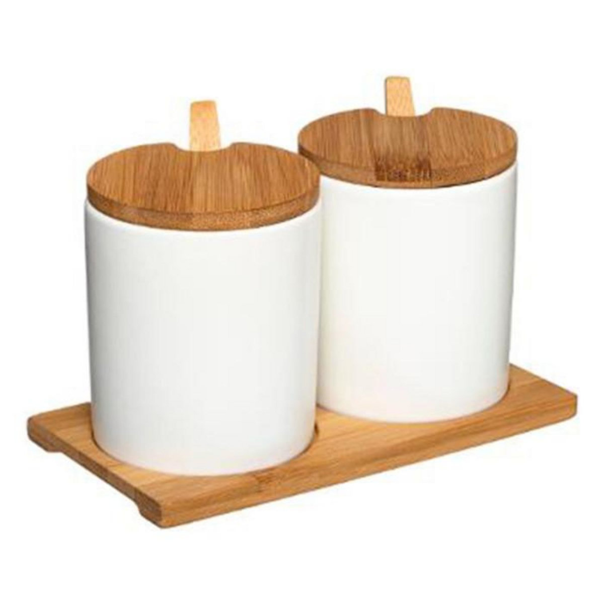 FIVE Lot de 2 Pots à Épices  Céramique  18cm Blanc