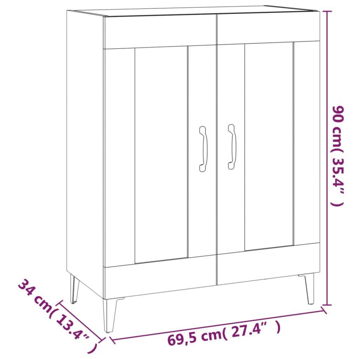 VIDAXL Buffet Noir 69,5x34x90 cm Bois d'ingenierie
