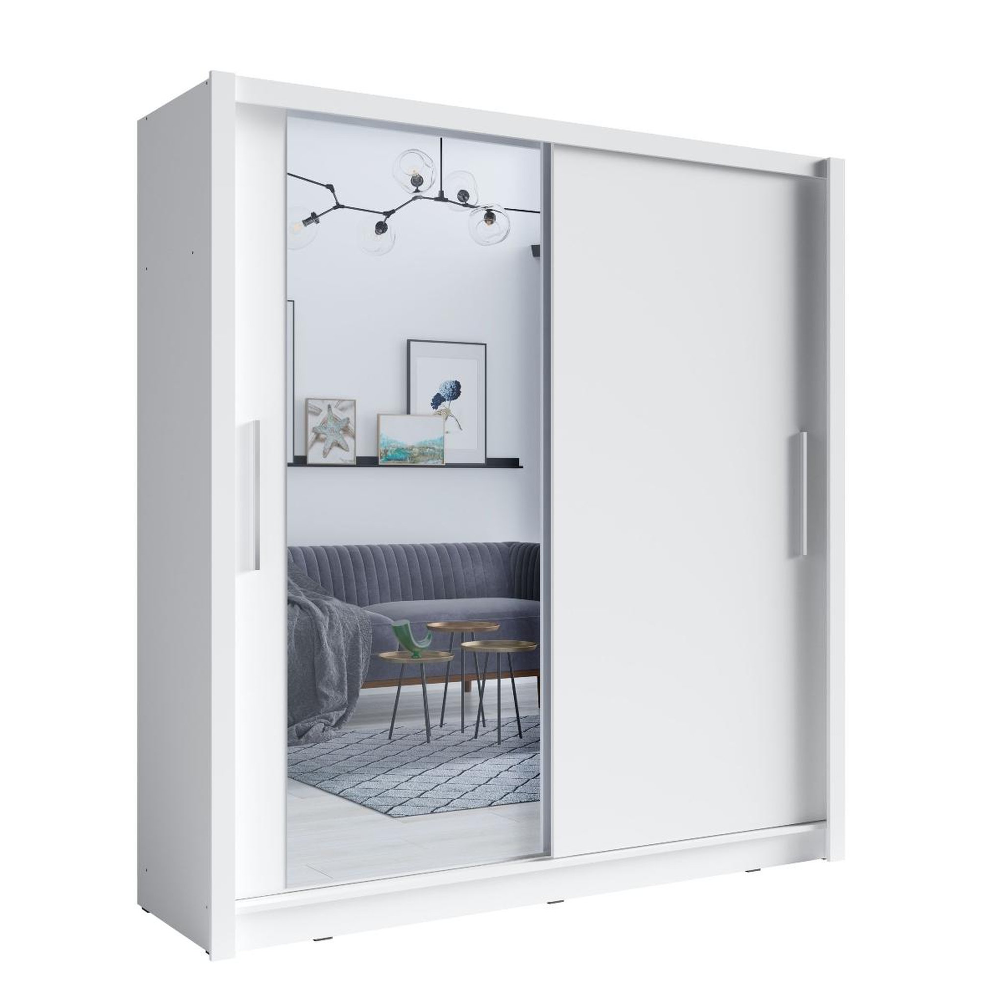 JLC KREATION Armoire moderne blanche 2 portes coulissantes 155cm ulric