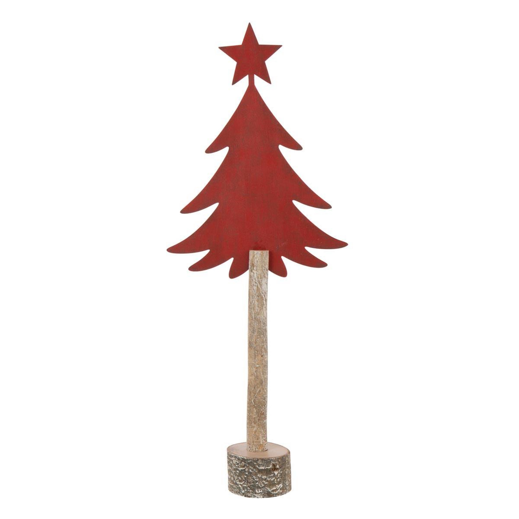 J-LINE Sapin de noël sur tronc  étoile  60cm rouge