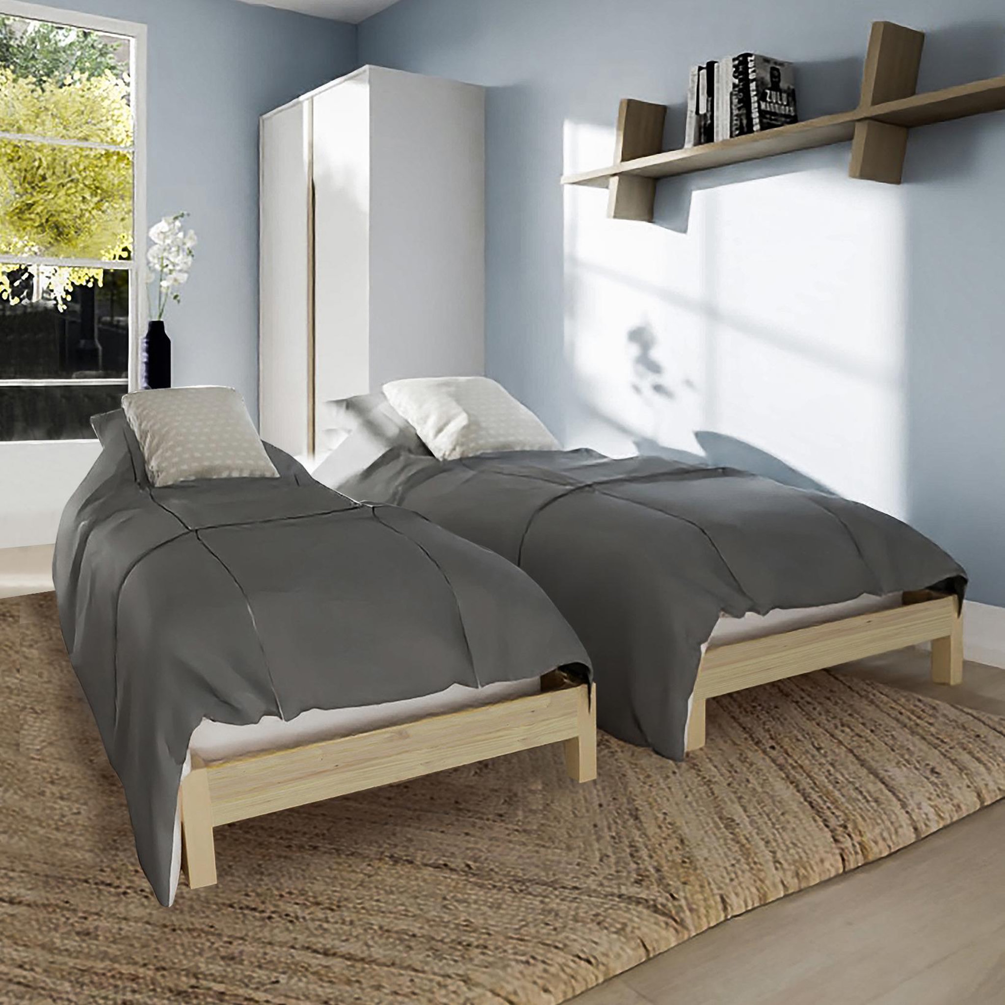 Voir la diapositive 1 : Set de 2 lits empilables 90 X 200 cm + 2 sommiers LUIGI