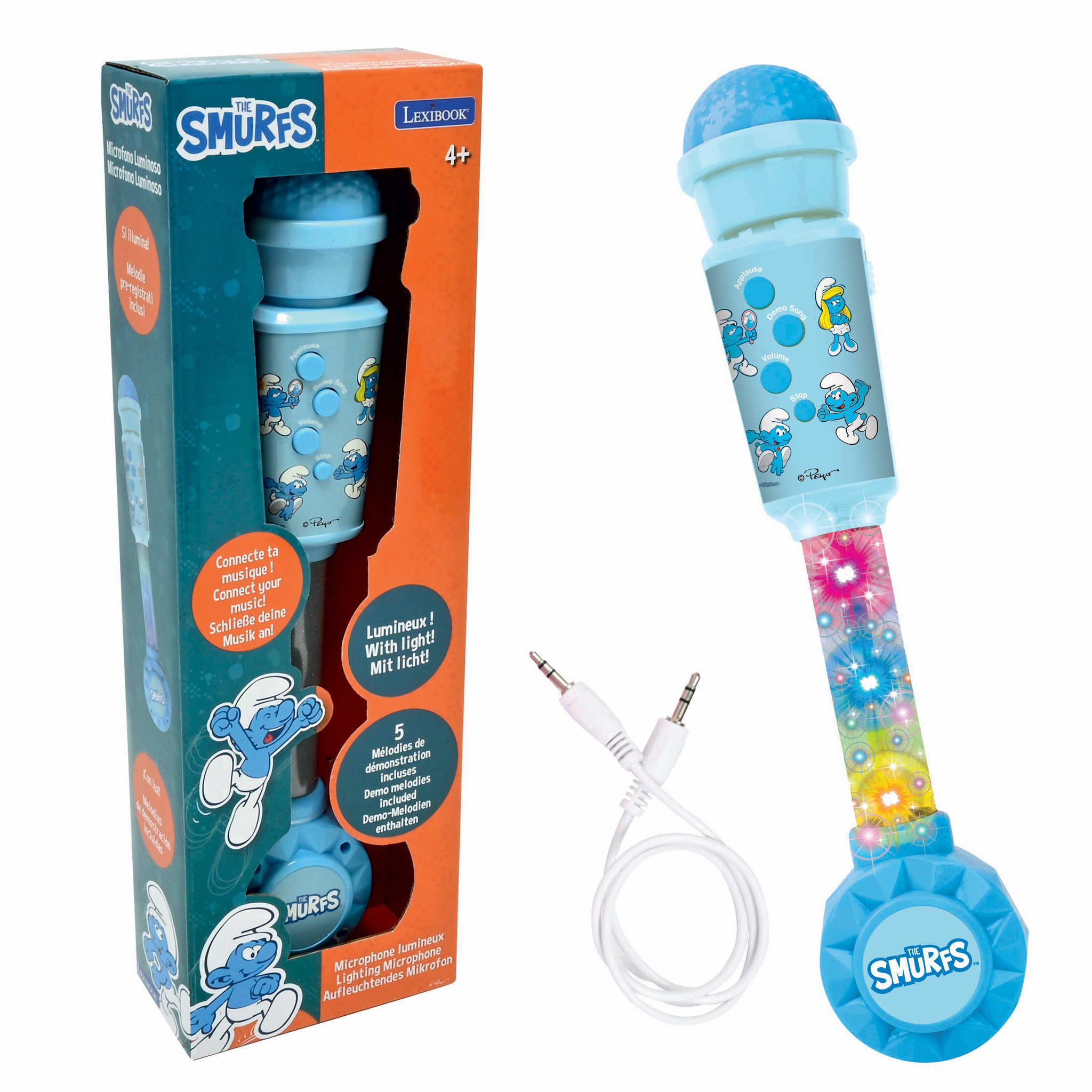 Voir la diapositive 1 : Lexibook Microphone Schtroumpfs avec tube lumineux et enceinte