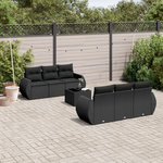 VIDAXL Salon de jardin 7 pcs avec coussins noir resine tressee