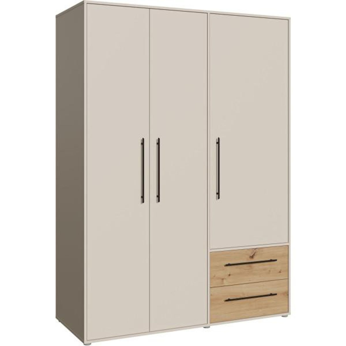 MARKET24 Armoire de chambre - Sable et Chene - 3 portes battantes - L144,4 x P58,8 x H200,1 cm - MOKKARIS