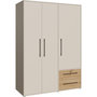Voir la diapositive 2 : MARKET24 Armoire de chambre - Sable et Chene - 3 portes battantes - L144,4 x P58,8 x H200,1 cm - MOKKARIS