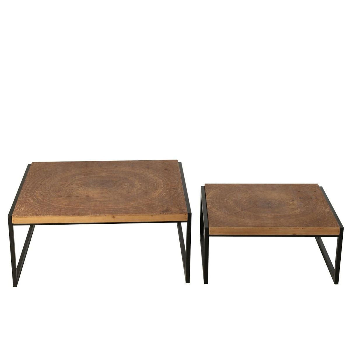 Paris Prix Lot de 2 Tables Basses Gigognes  Chalet  85cm Naturel