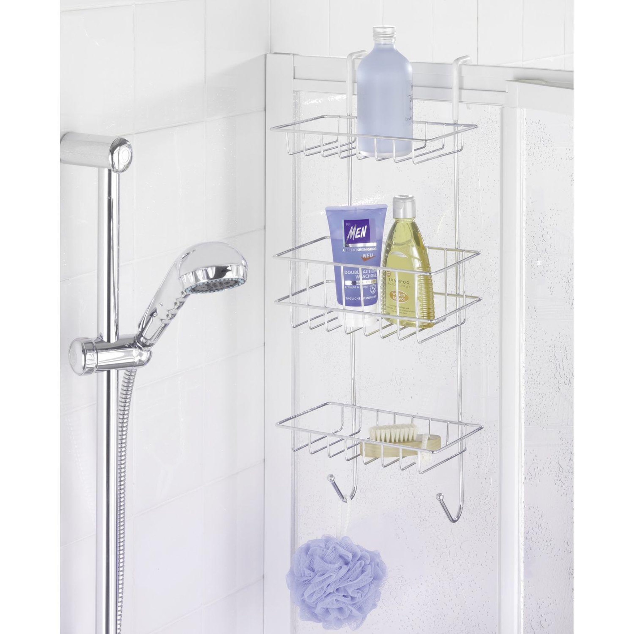 Voir la diapositive 2 : Wenko Etagère de douche revigo - l. 22 x h. 57 cm - argent