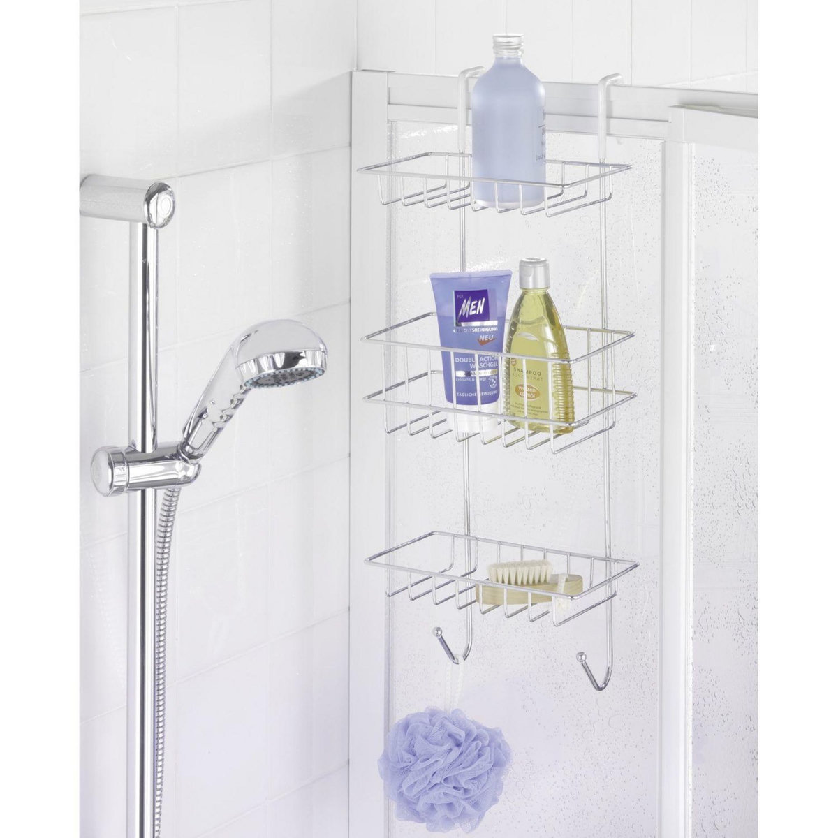 Wenko Etagère de douche Revigo - L. 22 x H. 57 cm - Argent