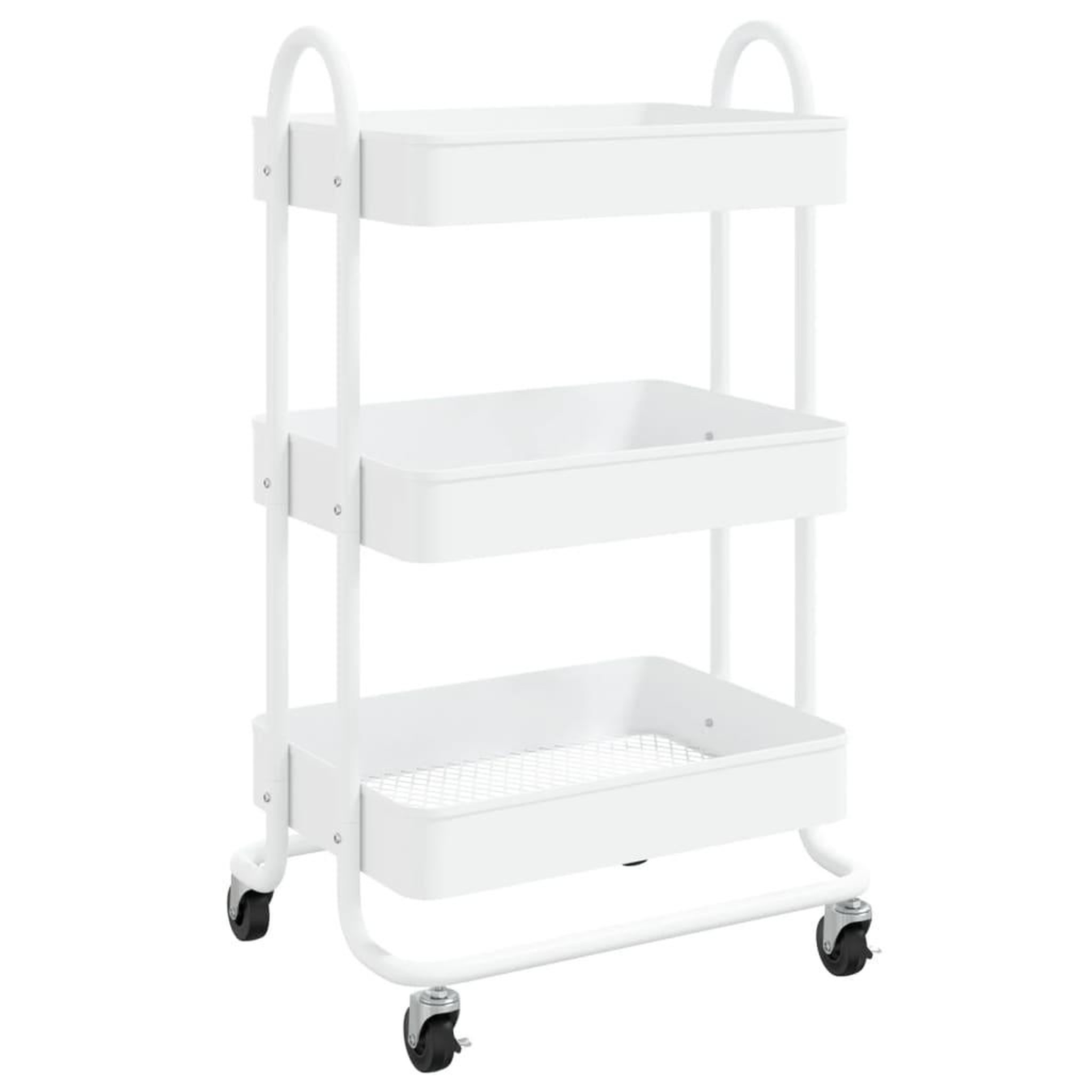 Voir la diapositive 2 : VIDAXL Chariot a 3 niveaux Blanc 43x34x79 cm Acier