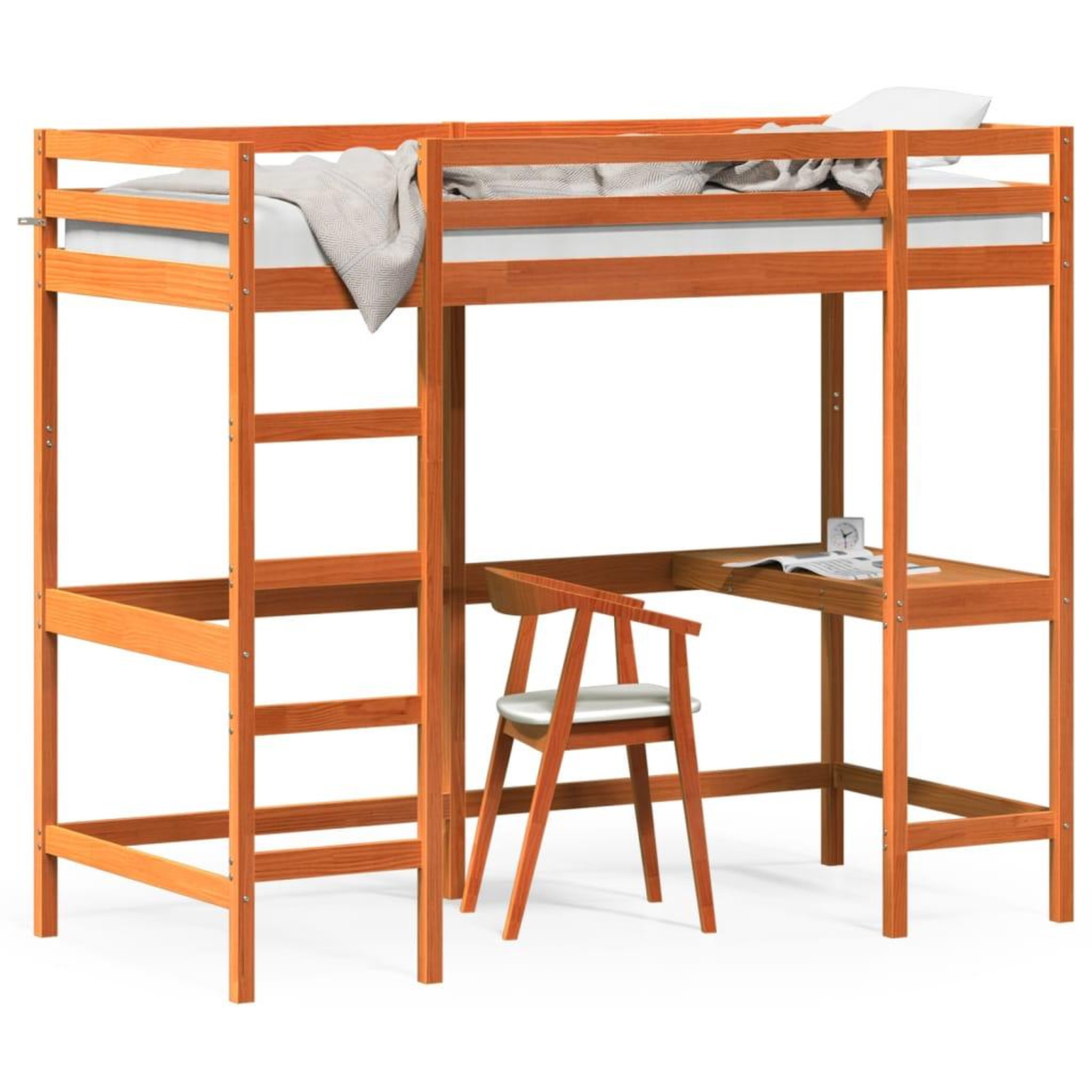 Voir la diapositive 2 : VIDAXL Lit superpose sans matelas cire marron 90x200 cm pin massif