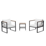 CONCEPT USINE salon de jardin panoramique 8 places en résine tressée noir et blanc VIGO