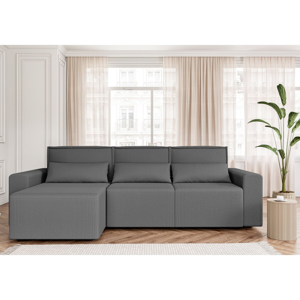 Canapé d'angle convertible et réversible velours côtelé JOY