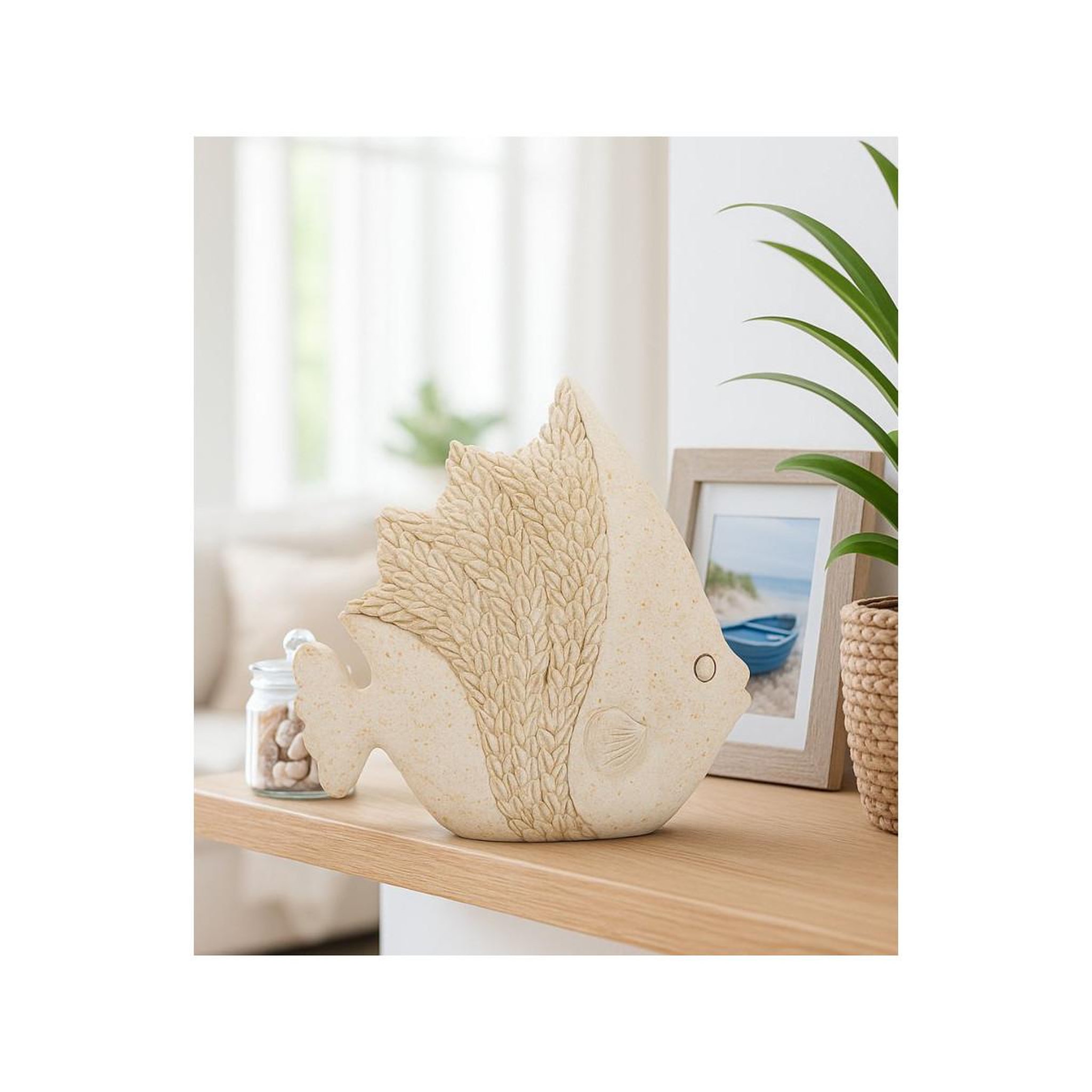 Voir la diapositive 6 : Paris Prix Statuette poisson en résine  sand  16cm beige