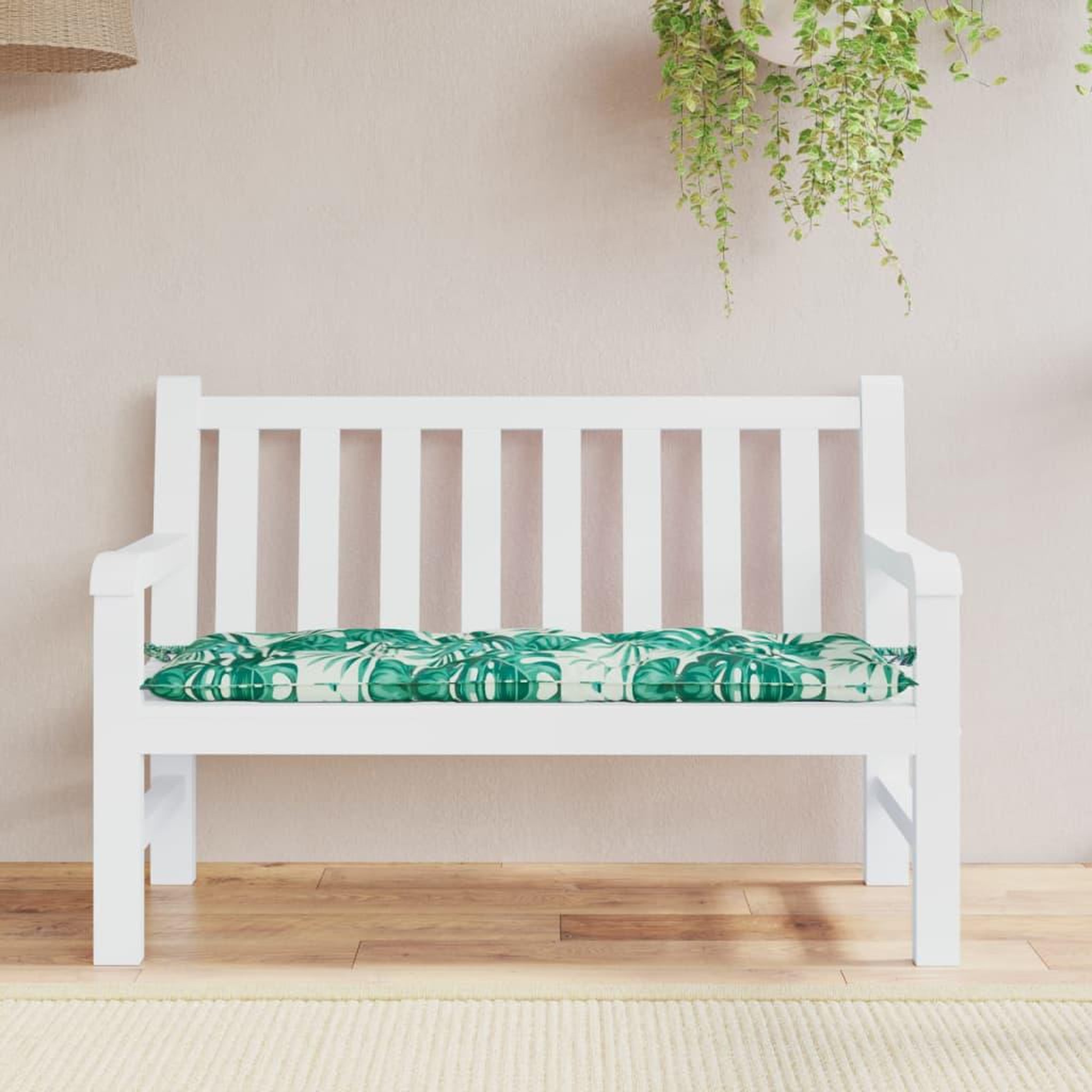 VIDAXL Coussin de banc de jardin motif de feuilles 120x50x7 cm