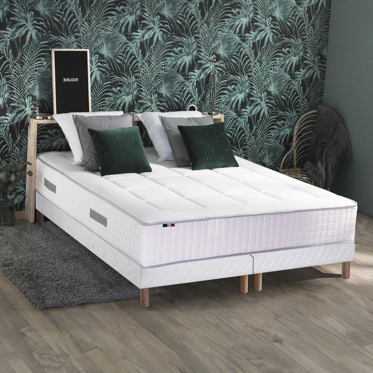 IDLITERIE Ensemble BELLAGIO 2, matelas mémoire de forme, sommier et couette