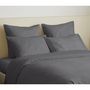 Voir la diapositive 3 : COTON PUR Pack complet 6 pièces unicolore Anthracite housse de couette pour lit 180 x 200 cm  King size