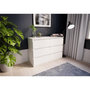 Voir la diapositive 2 : MARKET24 Commode CHELSEA 6 tiroirs - L 110 x P 42 x H 80 - Décor blanc mat