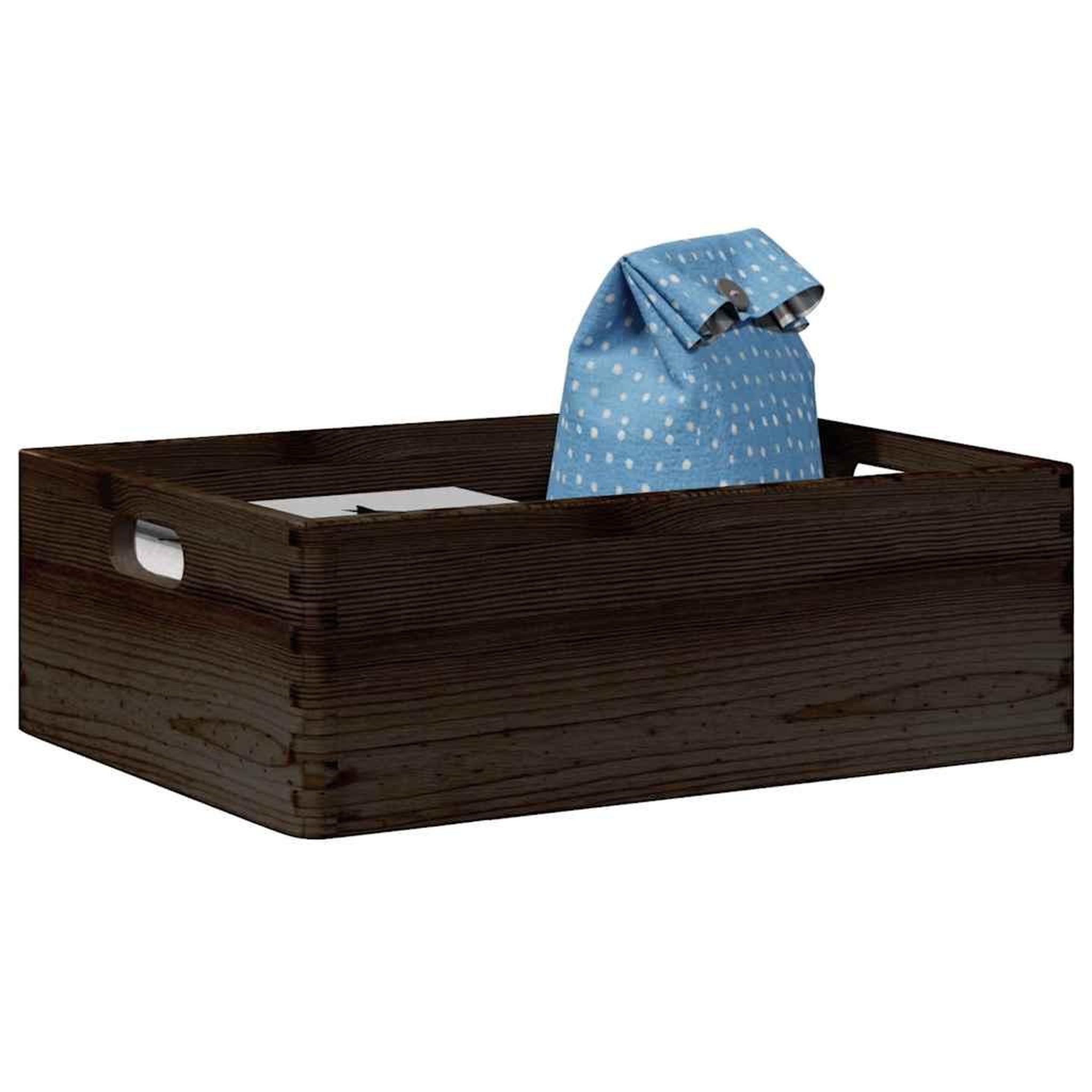 VIDAXL Boîte en bois avec poignees noir 40x30x13 cm bois de pin massif