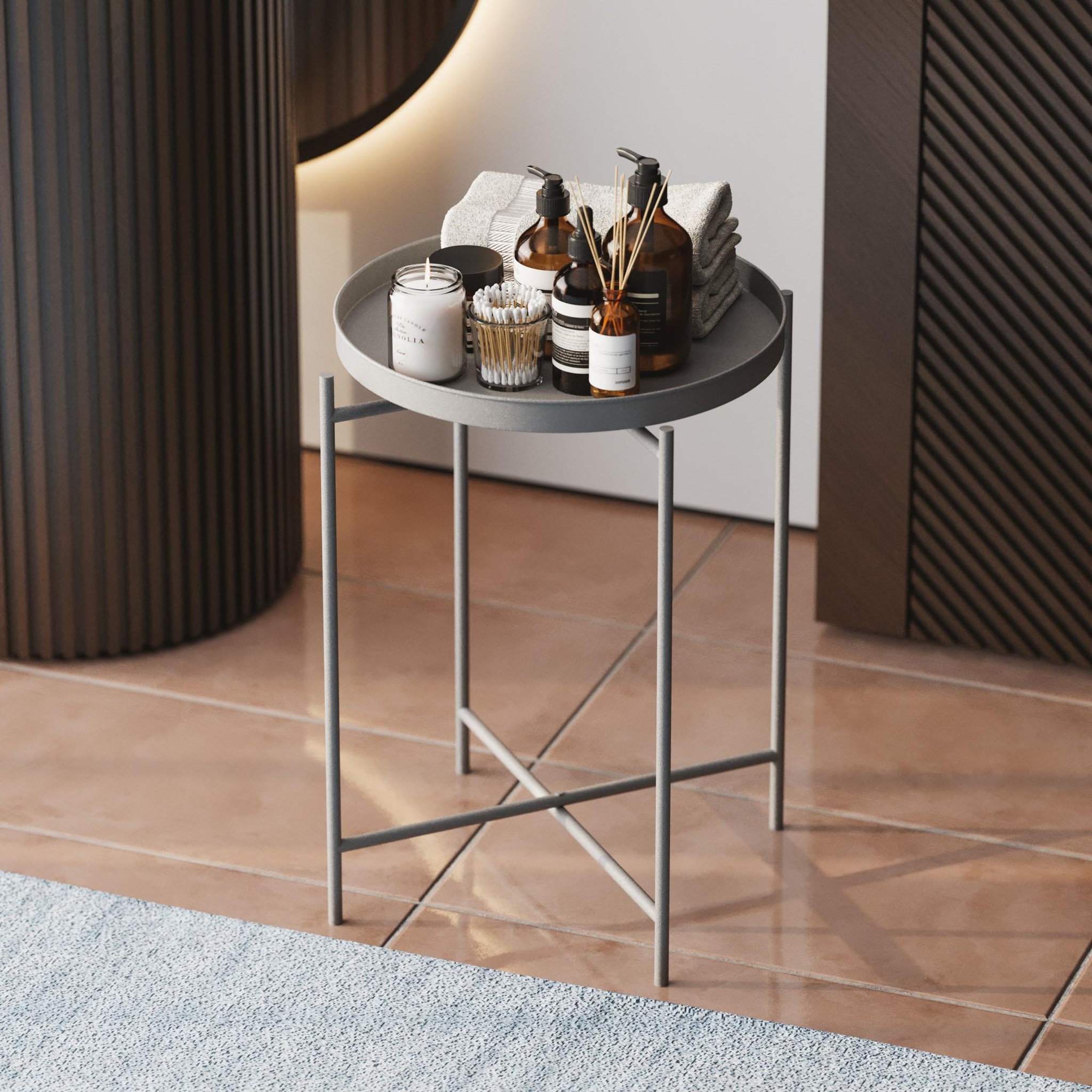 Voir la diapositive 3 : Habitat et Jardin Table basse en métal  sheby  46 x 46 x 56 cm - gris