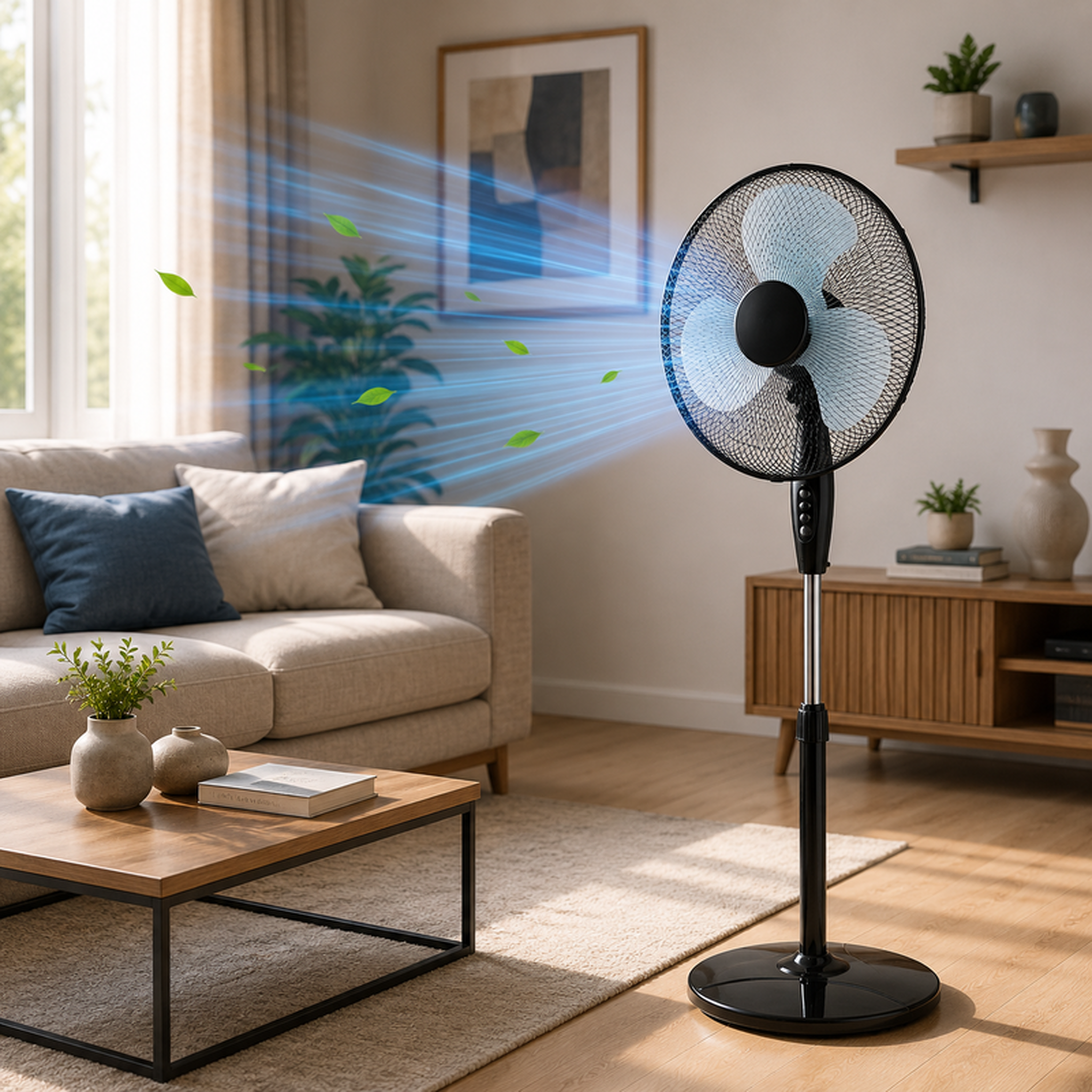 Voir la diapositive 2 : Ventilateur sur base - hauteur ajustable 40 cm – 50w