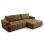 Voir la diapositive 2 : BEST MOBILIER Leonie - canapé d'angle droit 4 places convertible avec coffre en velours texturé