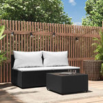 VIDAXL Salon de jardin 3 pcs avec coussins Noir Resine tressee
