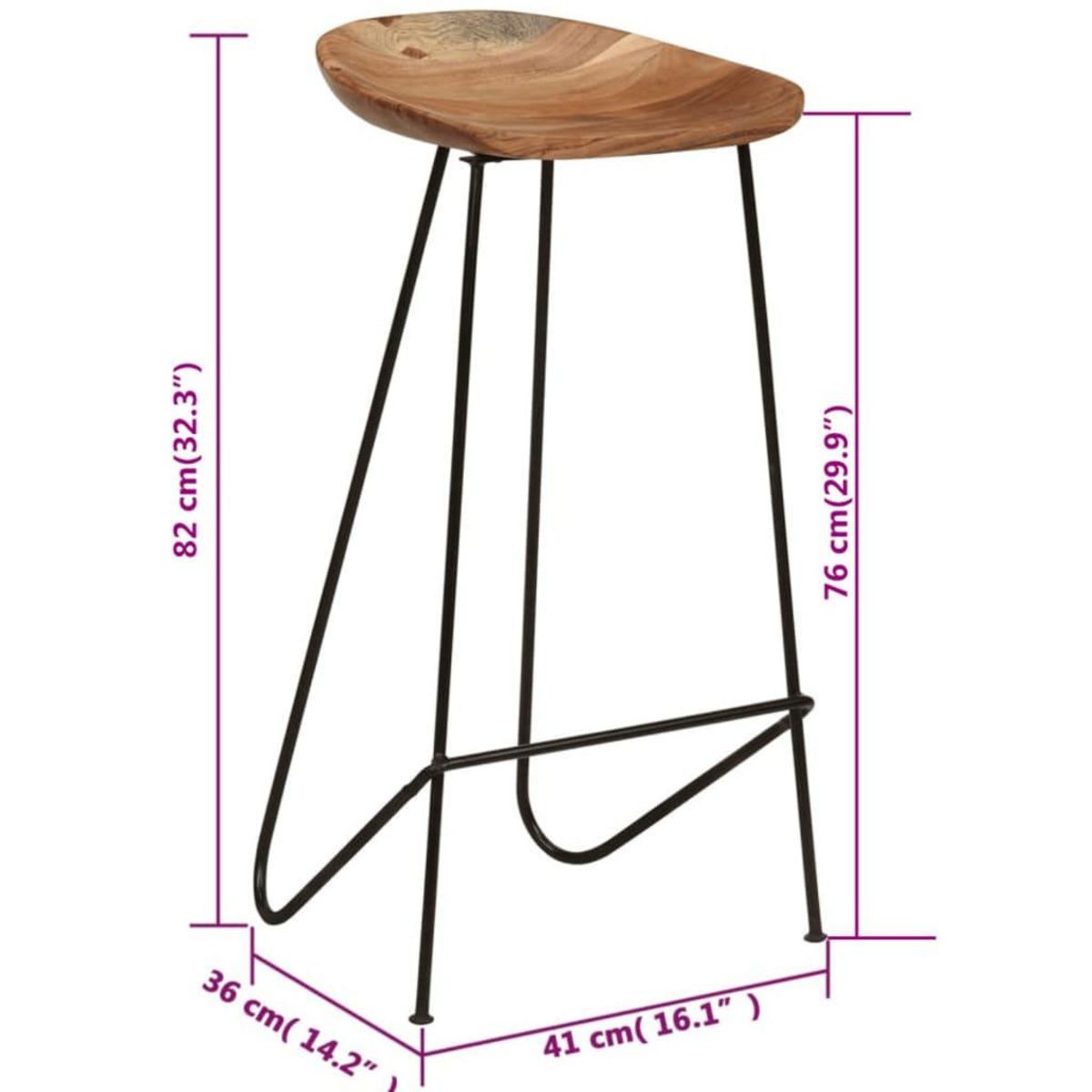 VIDAXL Tabourets de bar lot de 2 bois d'acacia massif