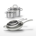 ELO Lot de 3 Poêles Elo Relief Evolution 24/28/32 cm et 2 Faitouts Elo Citrin 14/20 cm