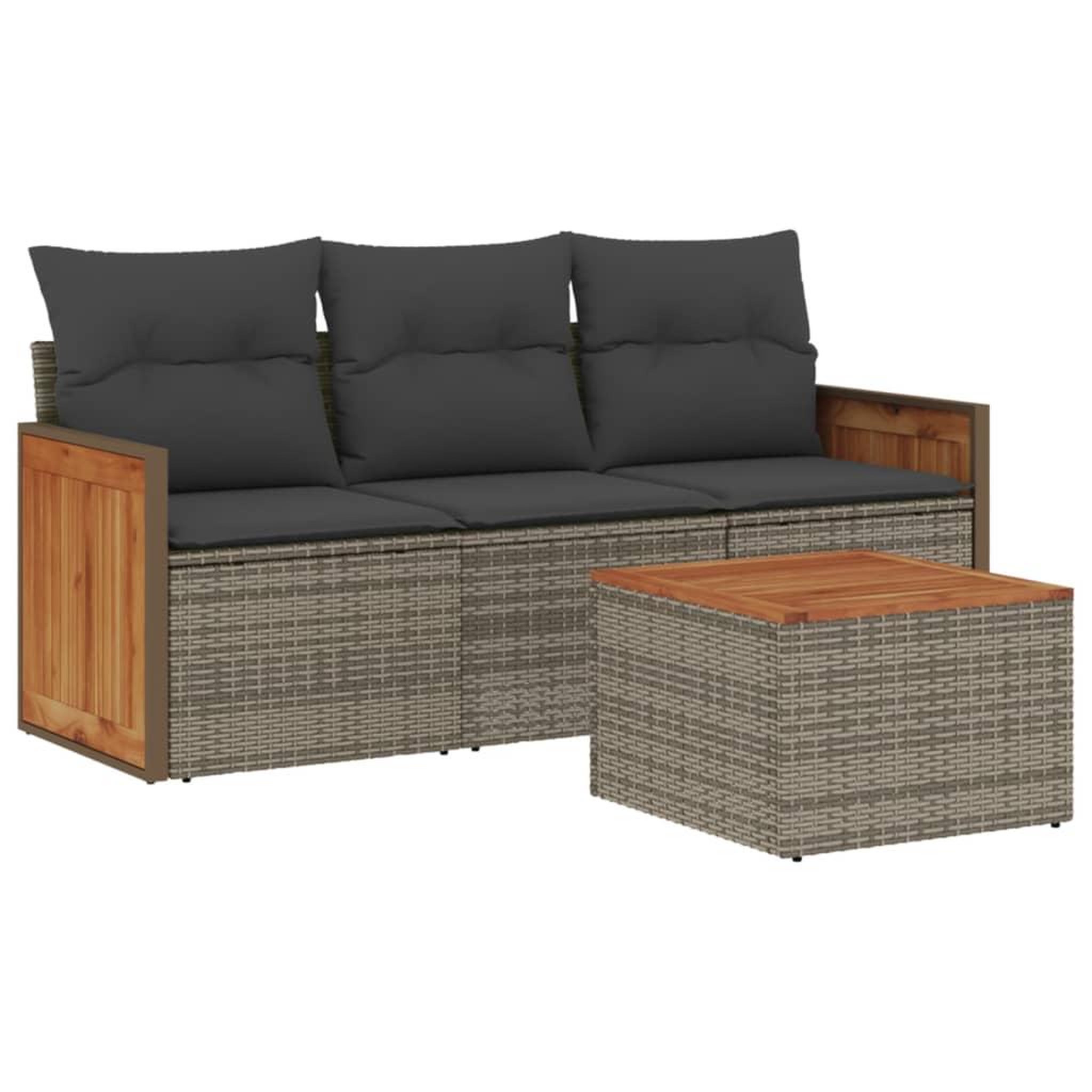 Voir la diapositive 2 : VIDAXL Salon de jardin 4 pcs avec coussins gris resine tressee