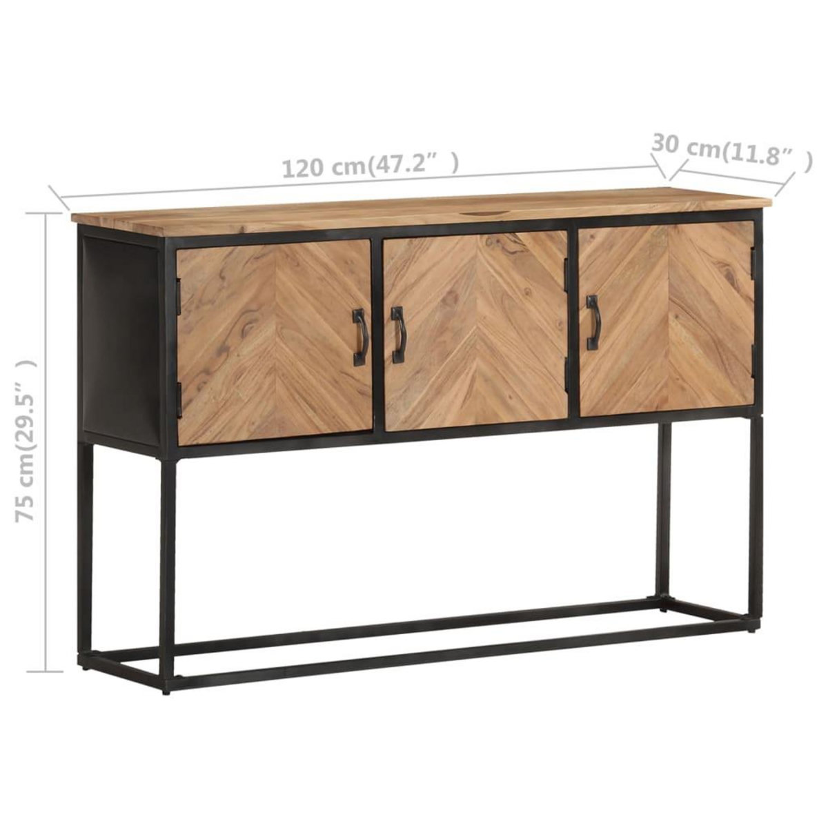 VIDAXL Buffet 120x30x75 cm Bois d'acacia solide