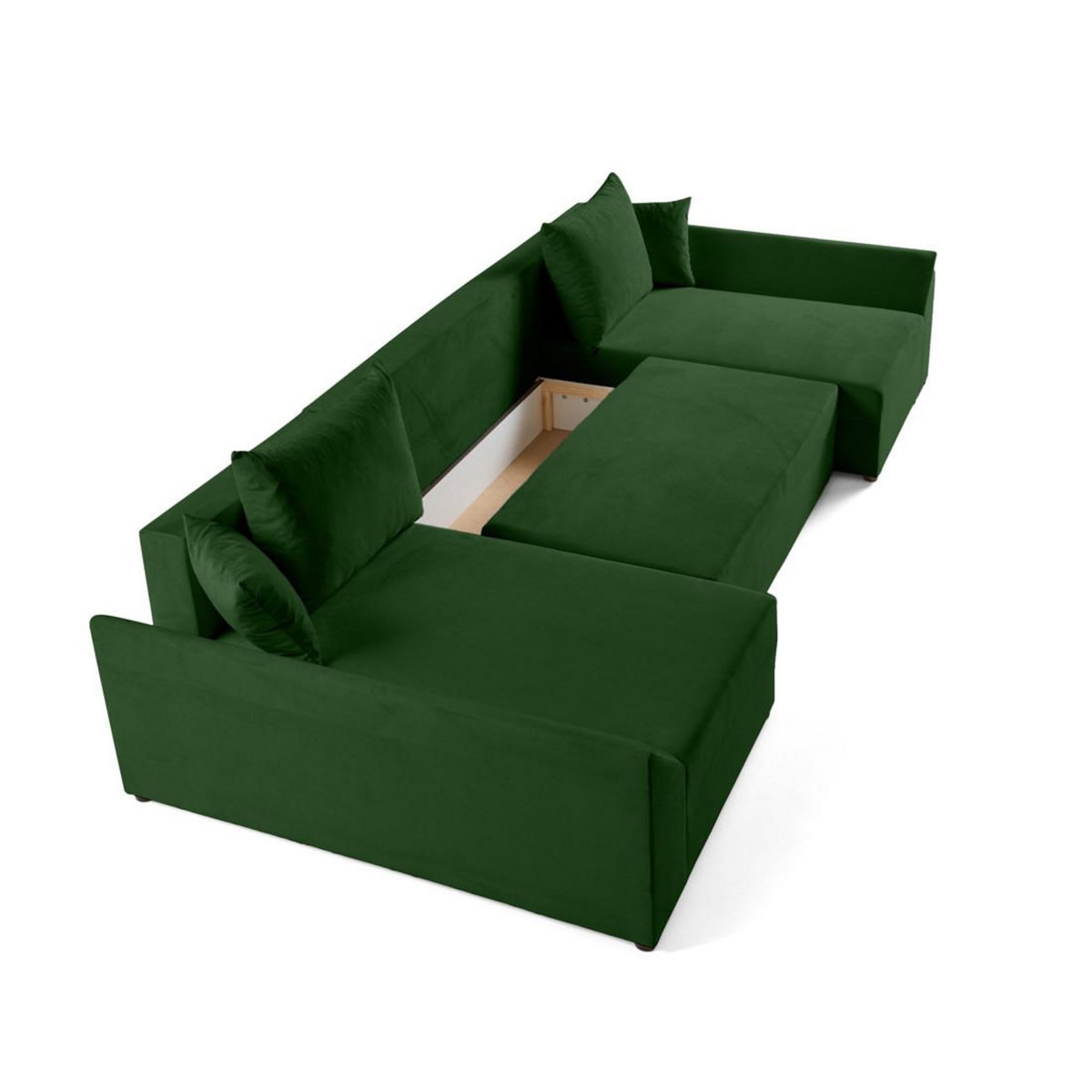 BEST MOBILIER Mike - canapé panoramique en u - 7 places - convertible - avec coffre - en velours