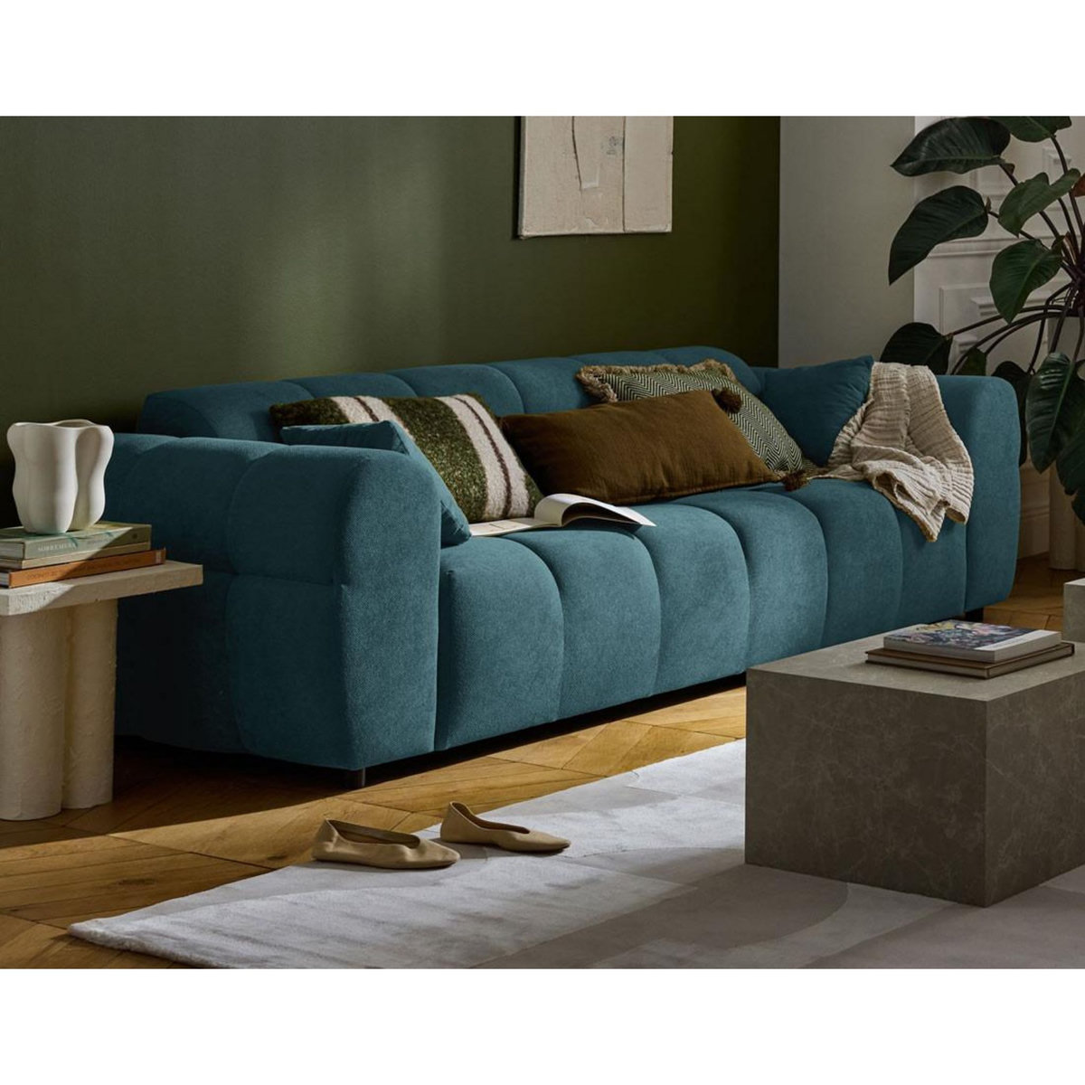 LISA DESIGN Ray - canapé droit 3 places en tissu texturé