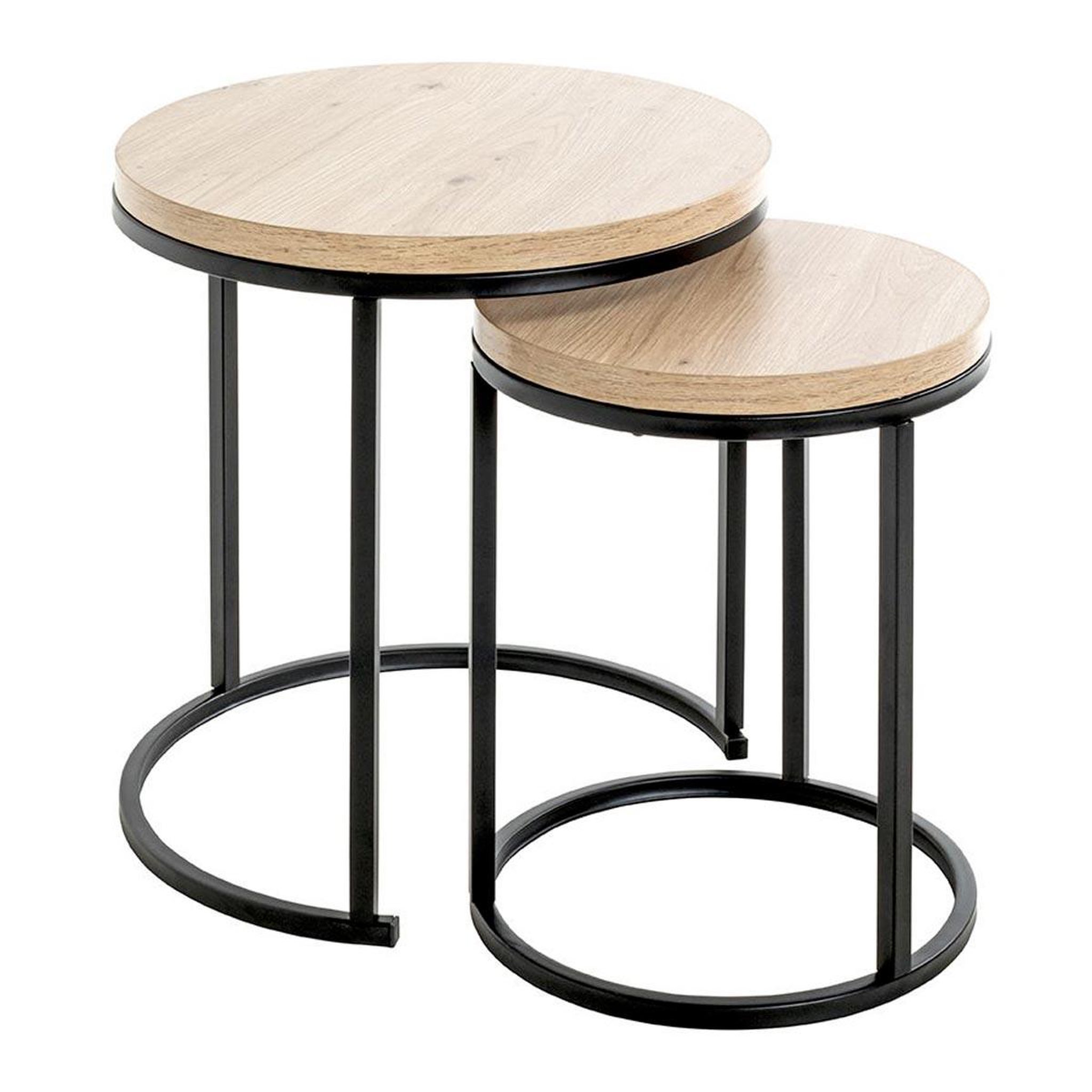 Paris Prix Lot de 2 tables d'appoint gigognes  lova  49cm naturel & noir