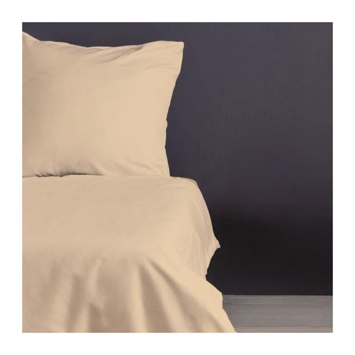 GENERIQUE Parure de lit - 1 housse de couette 220 x 240 cm + 2 taies d'oreiller 60 x 60 cm - Satiné 100% coton - Beige