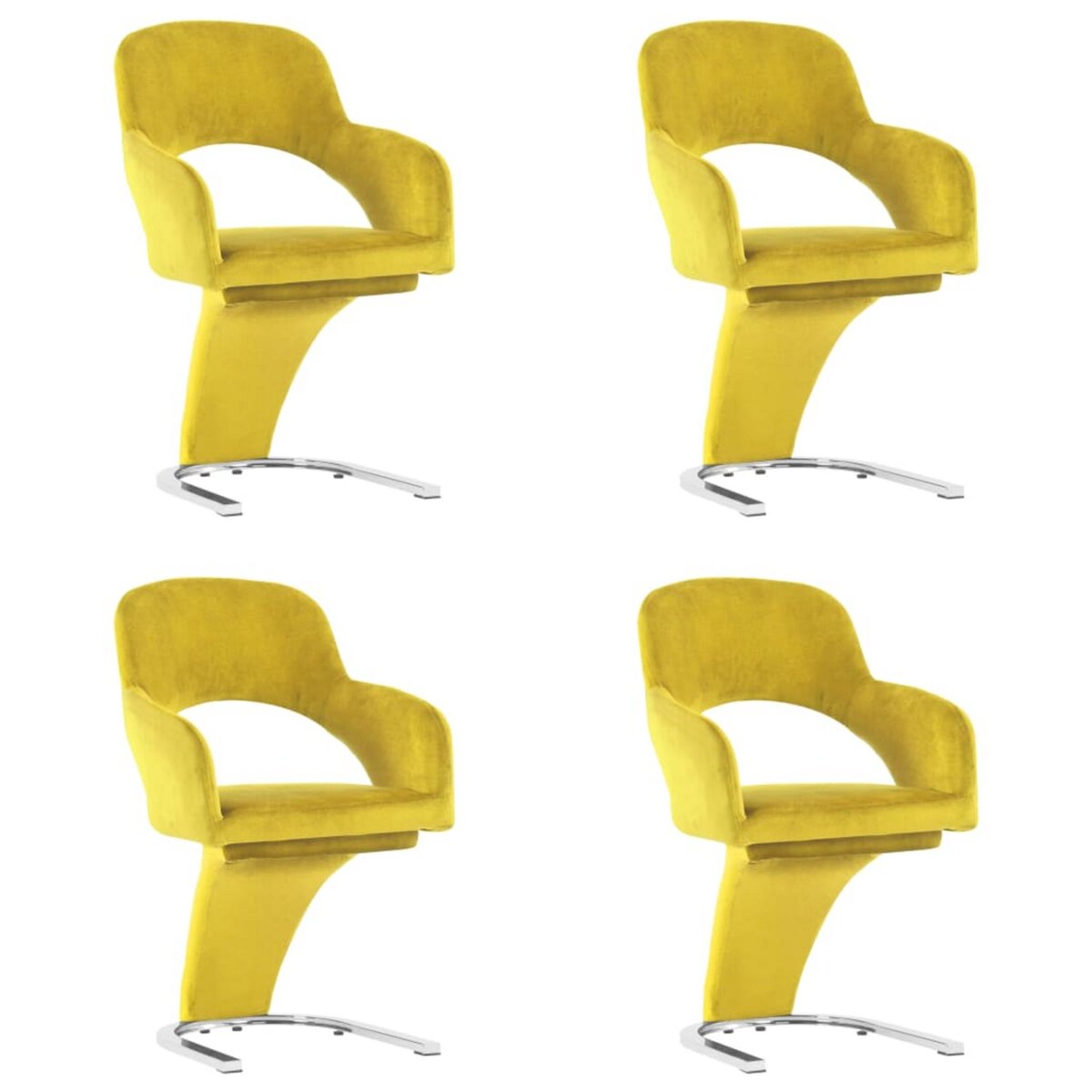 VIDAXL 3056587 Dining Chairs 4 pcs Yellow Velvet (2x287780)