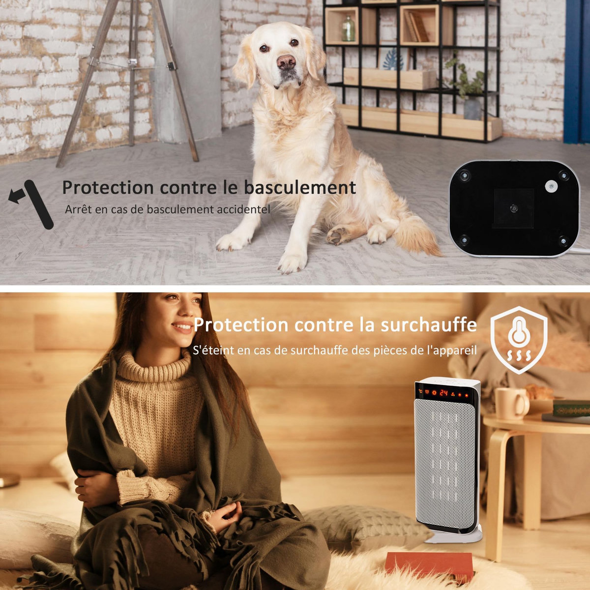 HOMCOM Chauffage d'appoint électrique colonne avec télécommande et timer - chauffage soufflant 1000-2000W - panneau LED - plastique noir blanc