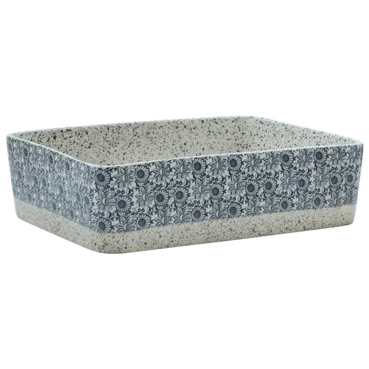 VIDAXL Vasque a poser gris/bleu rectangulaire 46x35,5x13 cm ceramique