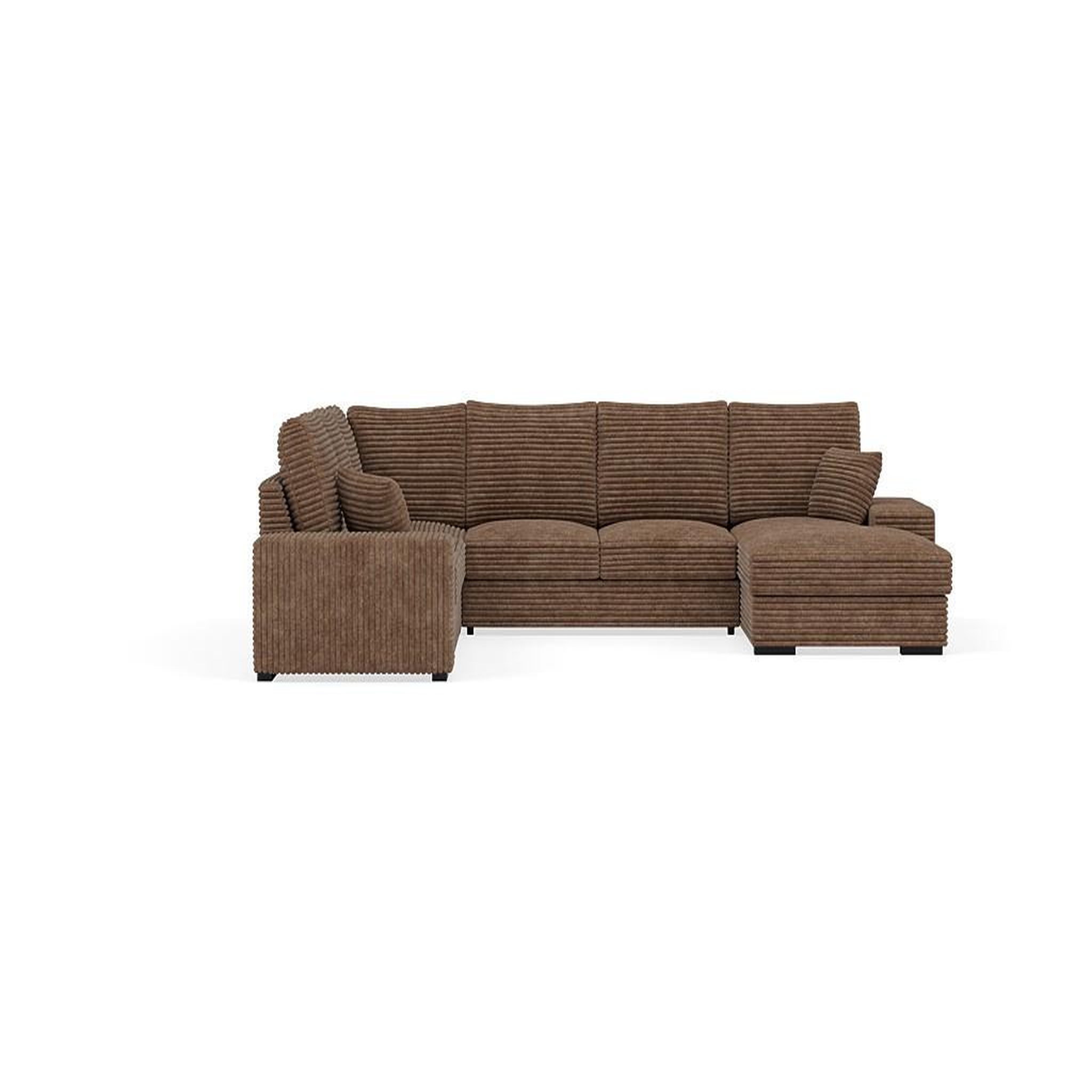 Voir la diapositive 1 : BEST MOBILIER Lorie - canapé panoramique d'angle gauche 7 places convertible en velours côtelé grosse côte avec coffre