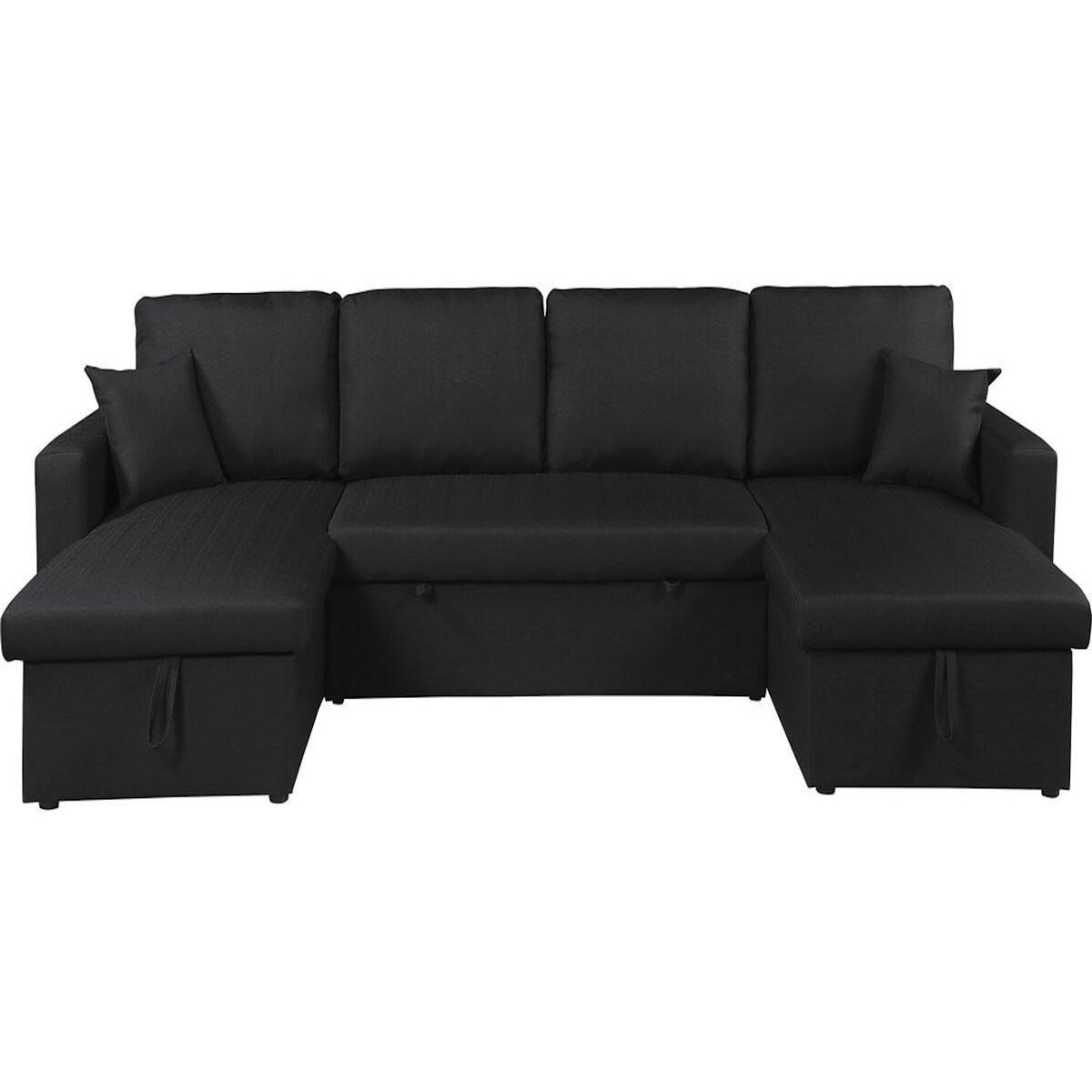 Habitat et Jardin Canapé d'angle panoramique convertible en tissu  Alain  - 4 places - Noir