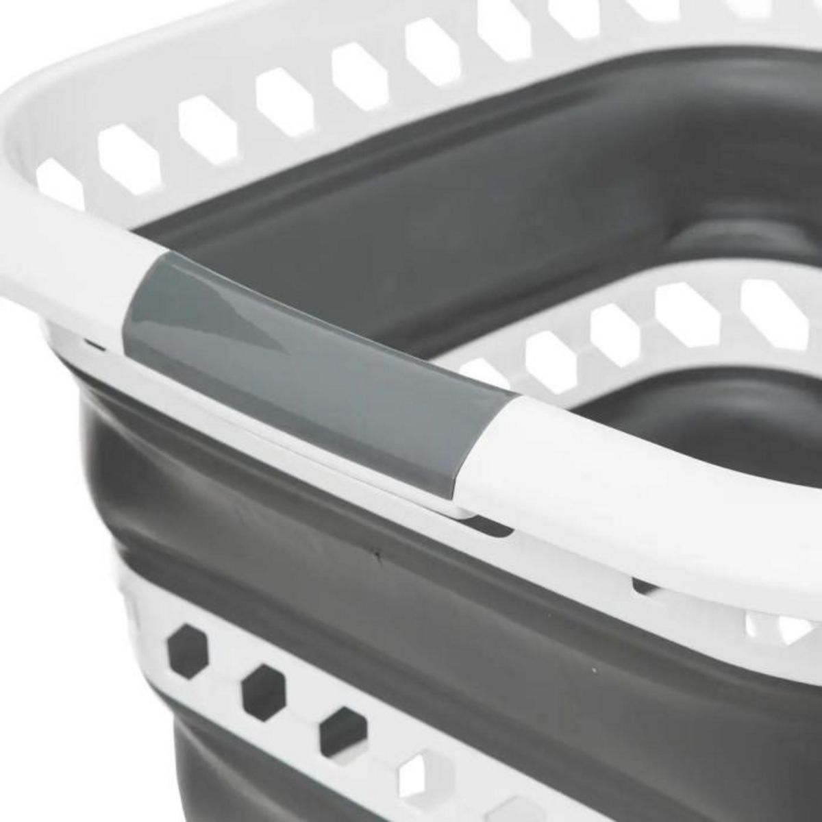 FIVE Corbeille à Linge  Rétractable  40L Blanc & Gris