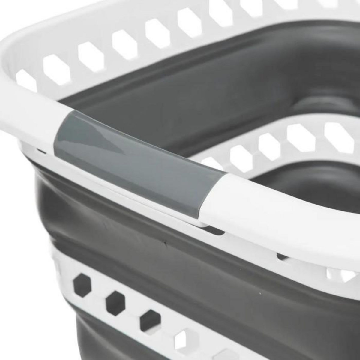 FIVE Corbeille à Linge  Rétractable  40L Blanc & Gris