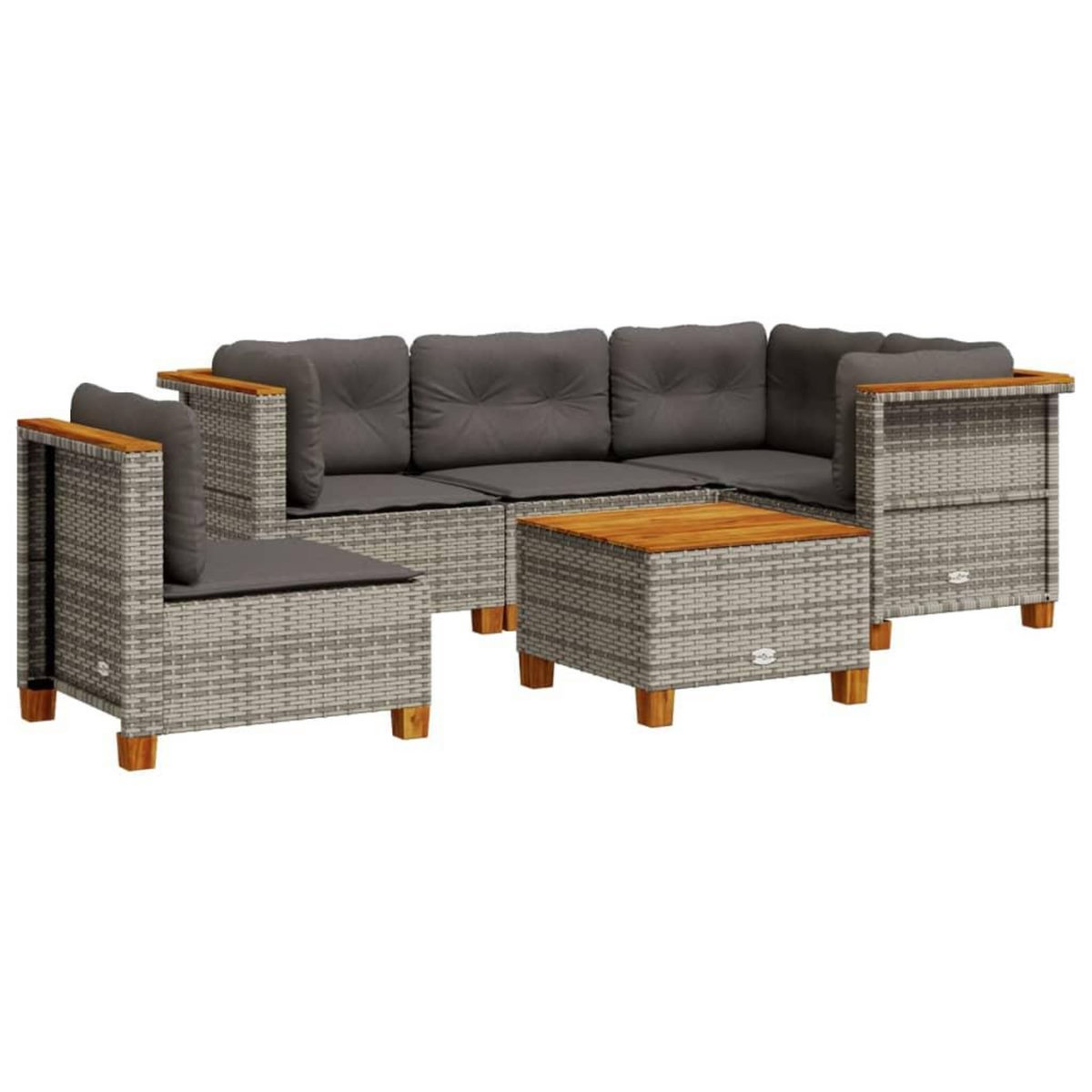 VIDAXL Salon de jardin 6 pcs avec coussins gris resine tressee