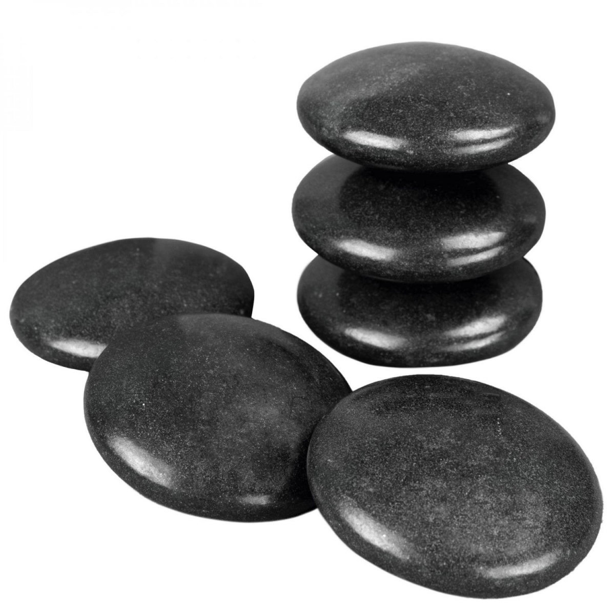 VIVEZEN Lot de 6 pierres chaudes pour massage en basalte naturel poli - Ronde - M