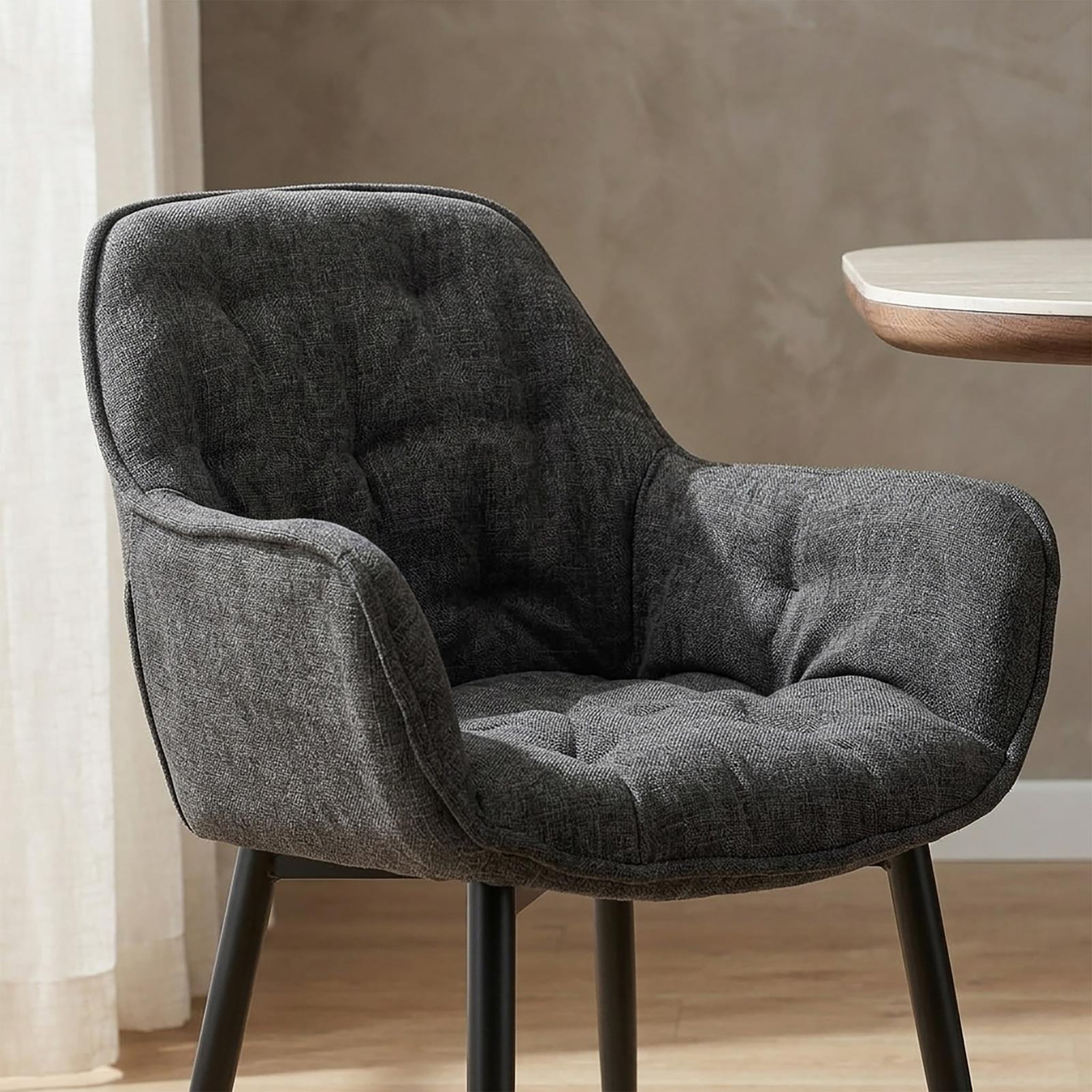 Voir la diapositive 3 : IDIMEX Lot de 2 chaises ARDEN de salle à manger en tissu