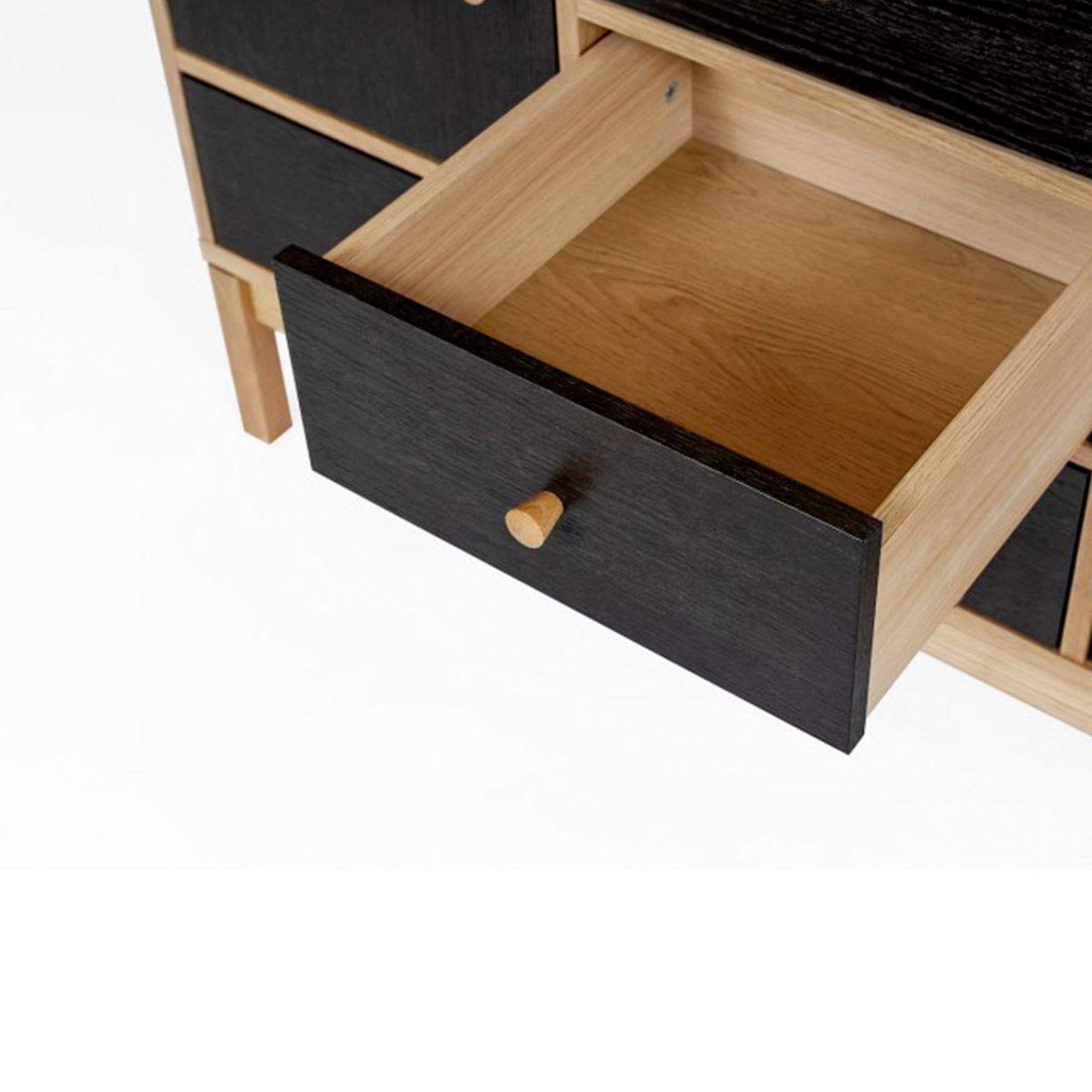 Voir la diapositive 6 : Paris Prix Buffet 2 portes & 3 tiroirs  abbeywood  120cm chêne & noir